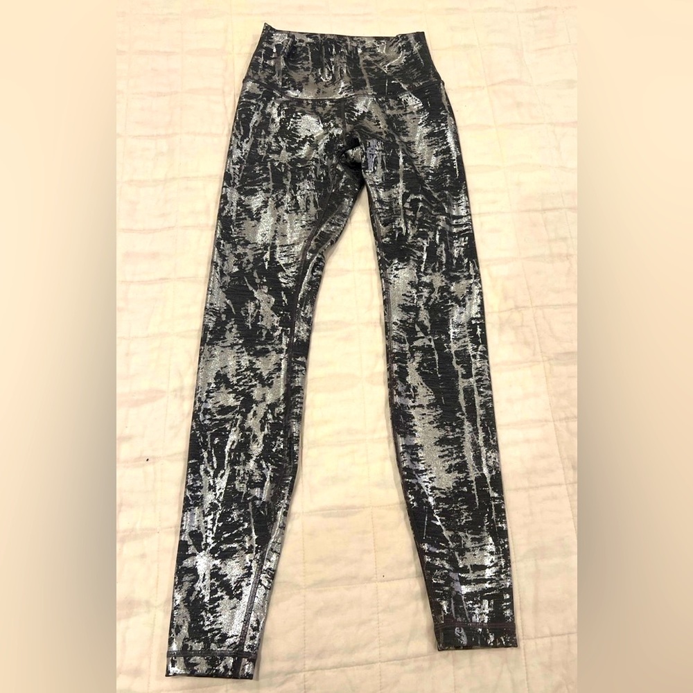 Lululemon Women's Leggings Metallic Silver Wunder Under HR Tight